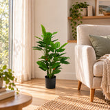 Premium Artificial Cordyline Fructicosa Green / Ti Plant 90cm - styled product image A