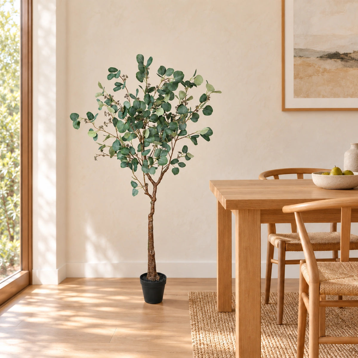 Artificial Eucalyptus Tree (Red Box Eucalyptus Polyanthemos) 150cm - styled product image B