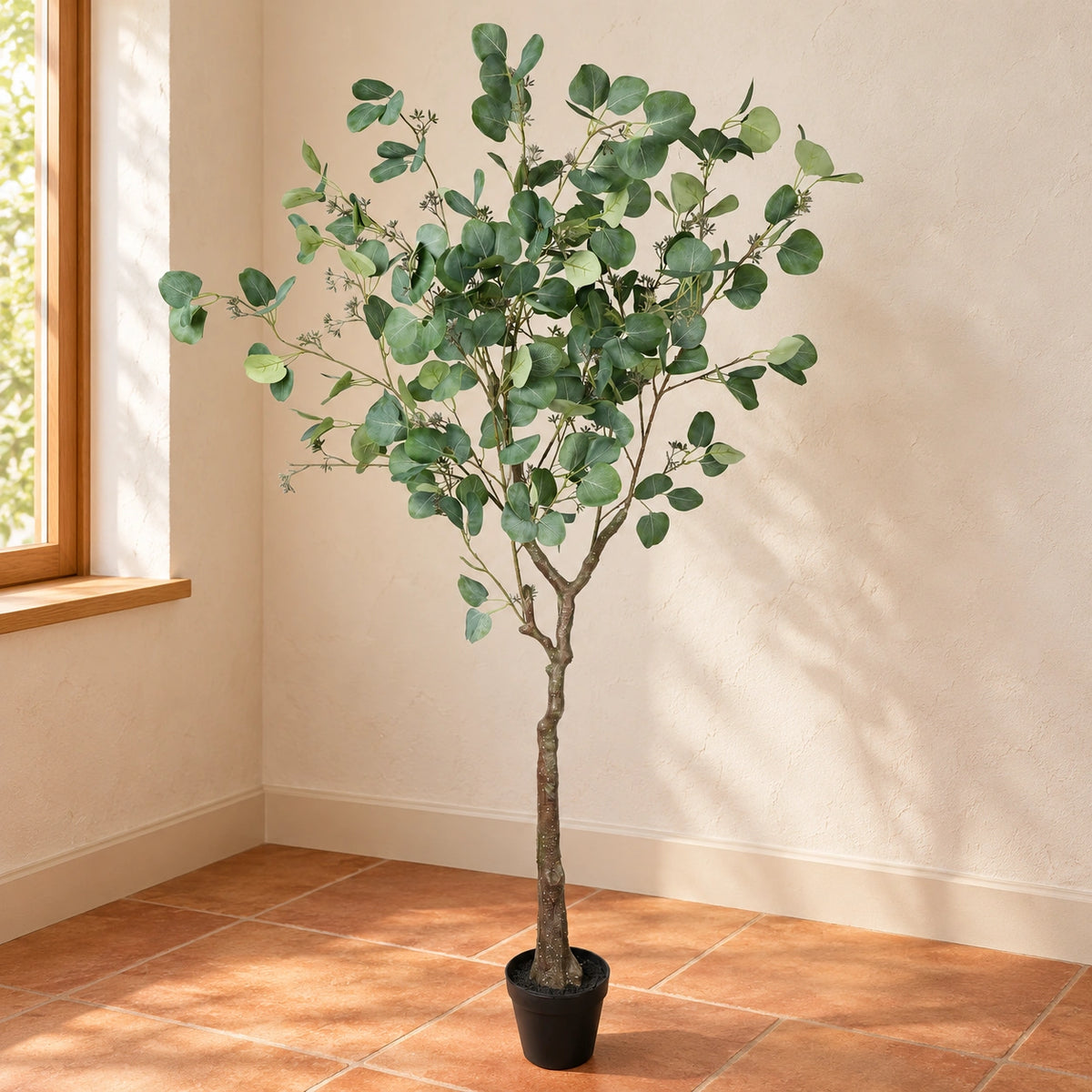 Artificial Eucalyptus Tree (Red Box Eucalyptus Polyanthemos) 150cm - styled product image C