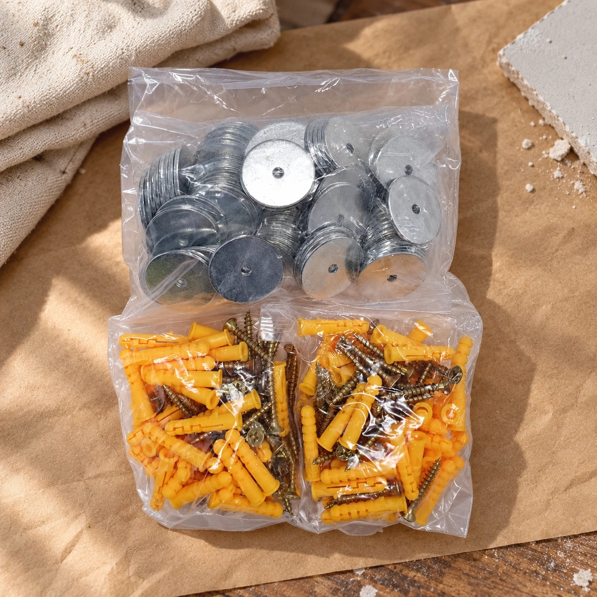 Bulk Screw, Washer & Plug Kit (Timber, Drywall and Plaster) 100 Pack - styled product image C