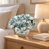 Premium Artificial Hydrangea with Glass Vase (Flowering Blue Hydrangea) 23cm - styled product image C