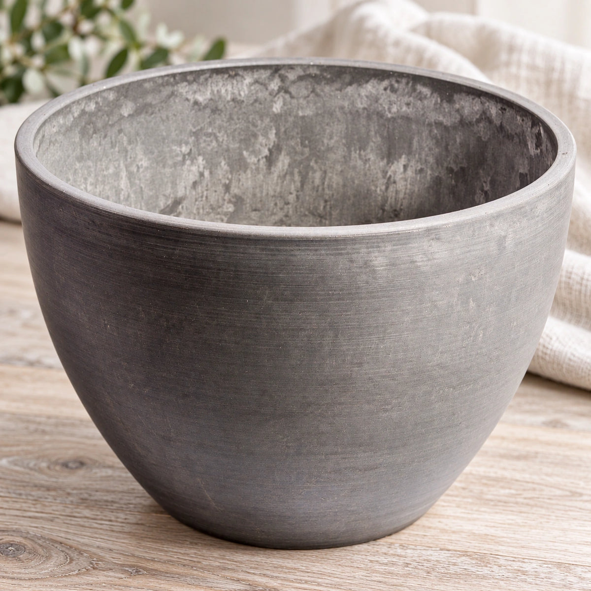 Polished Grey Planter Bowl 30cm - styled product image C