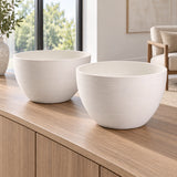 Polished Vintage White Planter Bowl 30cm - styled product image B