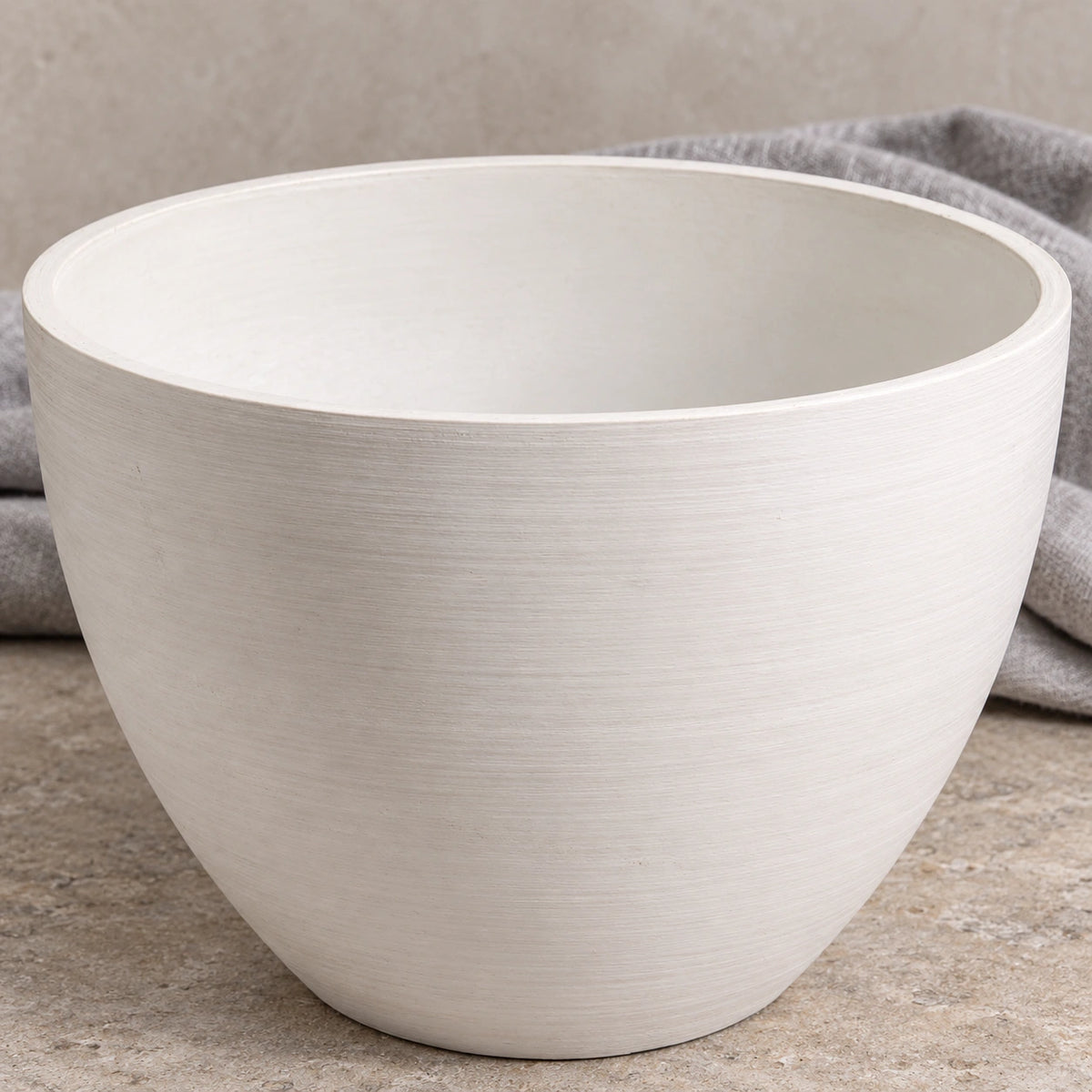 Polished Vintage White Planter Bowl 30cm - styled product image C