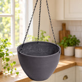 Hanging Grey Plastic Pot with Chain 30cm - styled product image A