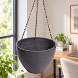 Hanging Grey Plastic Pot with Chain 30cm - styled product image B