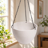 Hanging Rustic White Plastic Pot with Chain 30cm - styled product image A