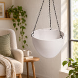 Hanging Rustic White Plastic Pot with Chain 30cm - styled product image B