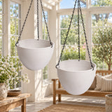 Hanging Rustic White Plastic Pot with Chain 30cm - styled product image C