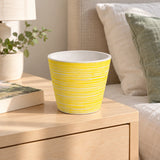 Yellow and White Engraved Pot 14cm - styled product image A