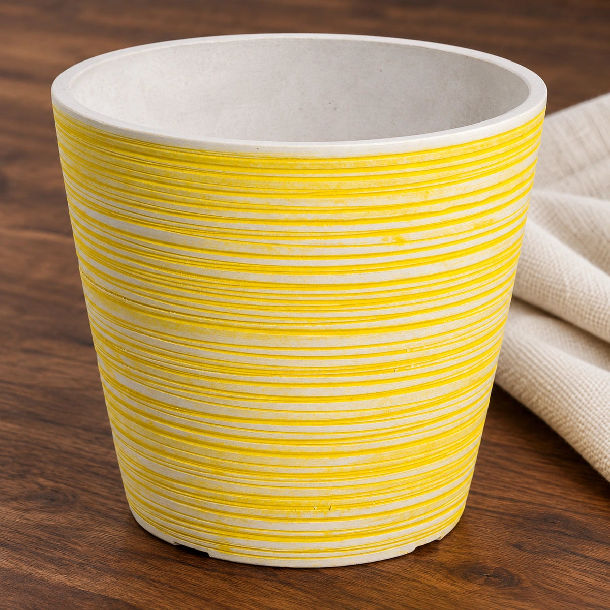 Yellow and White Engraved Pot 17cm - styled product image C