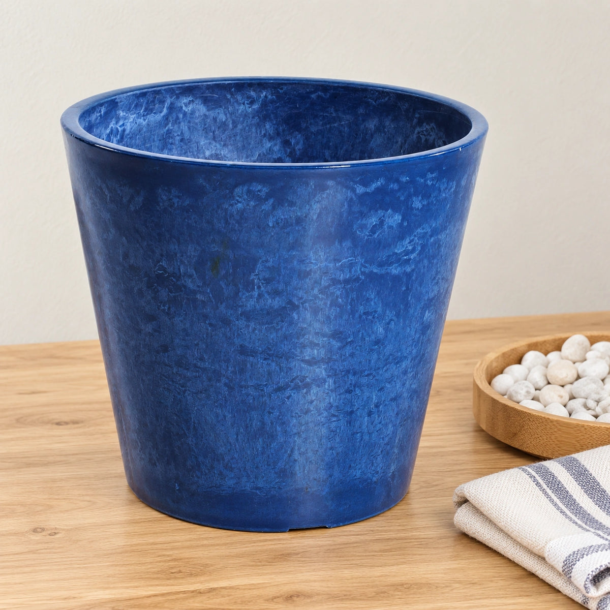 Glossy Blue Garden Pot 25cm - styled product image B