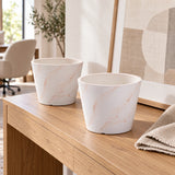 Red & White Imitation Marble Pot 25cm - styled product image B