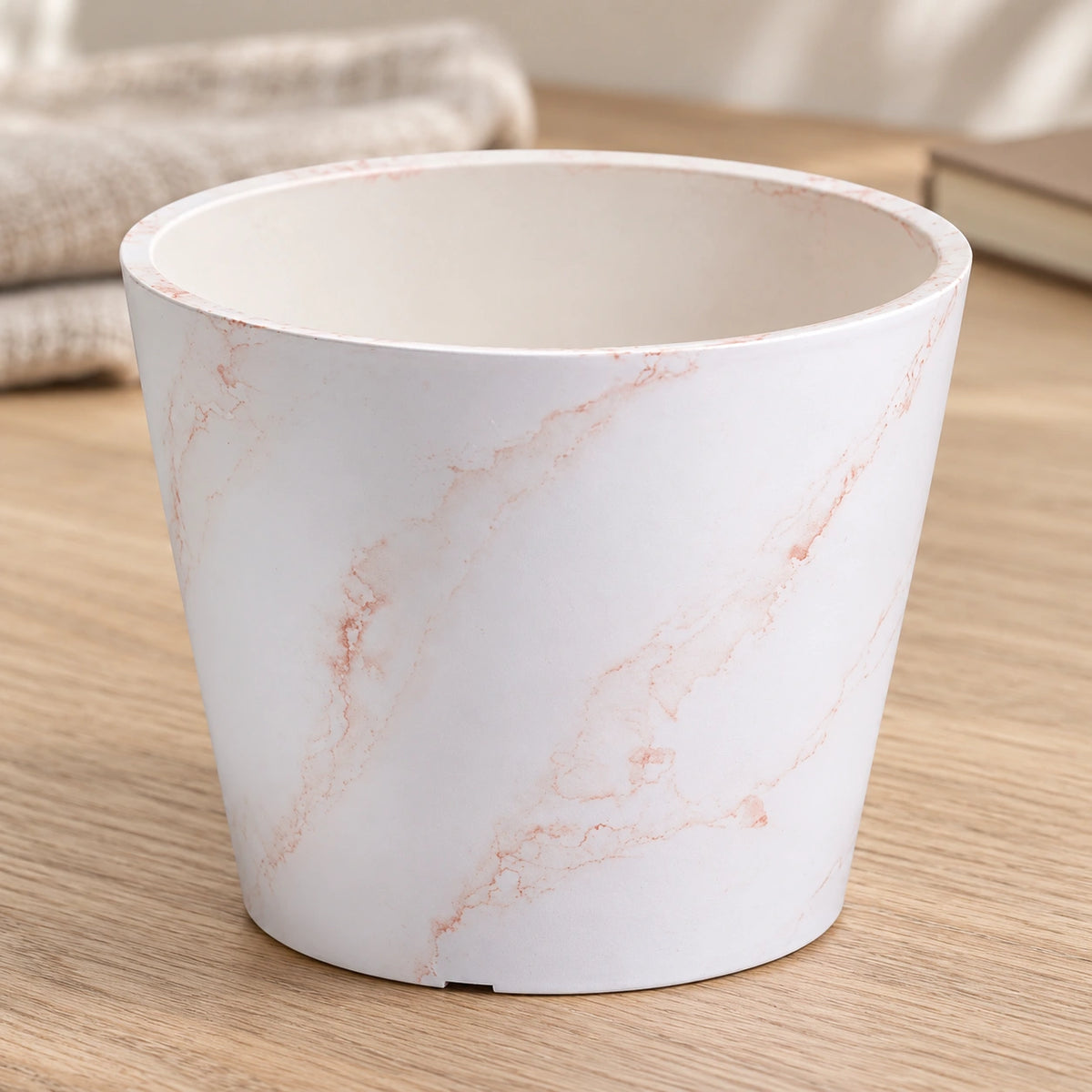 Red & White Imitation Marble Pot 25cm - styled product image C