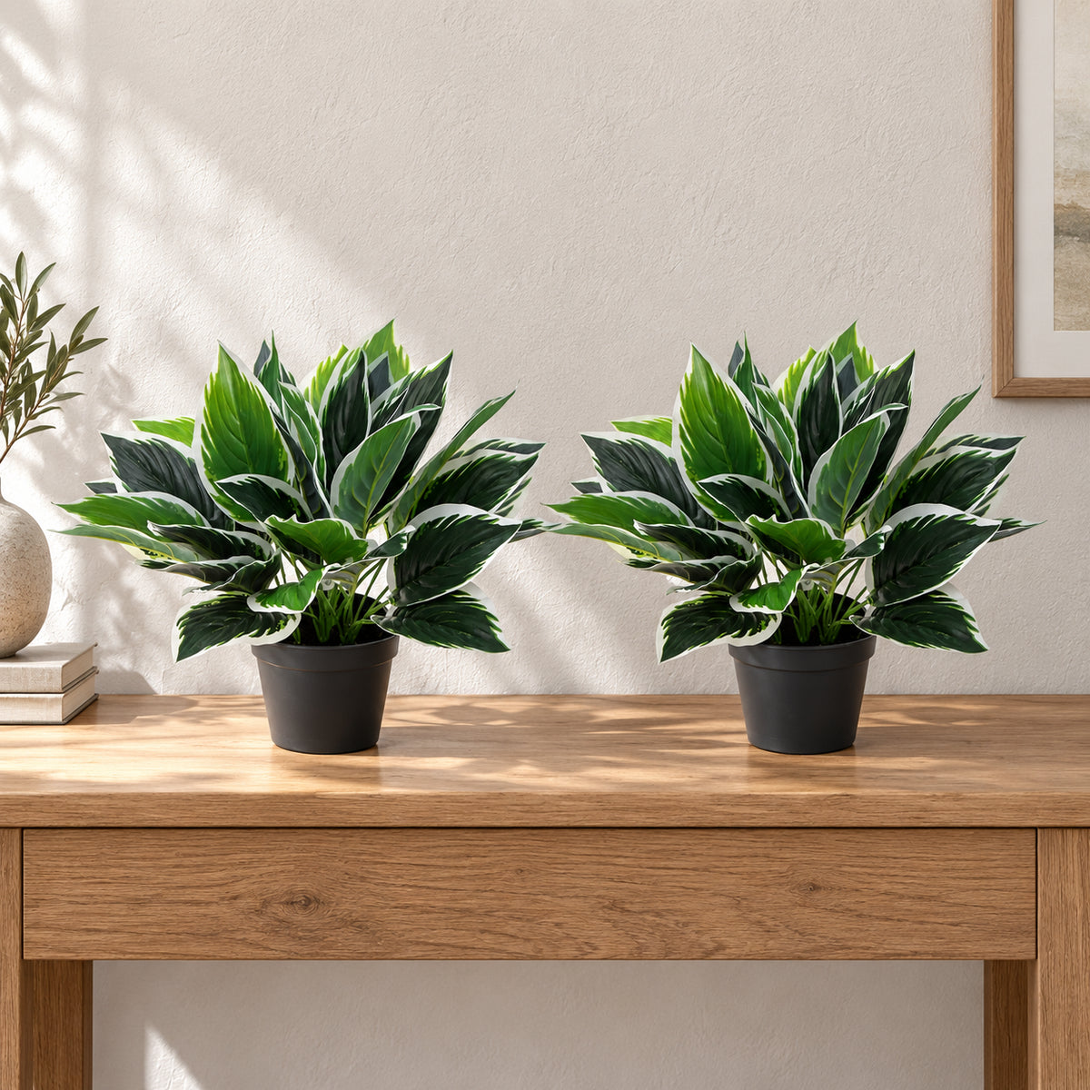 Dense Potted Artificial Calathea Plant 35cm - styled product image B