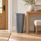 Decorative Large Modern Grey Round Planter 71cm - styled product image A