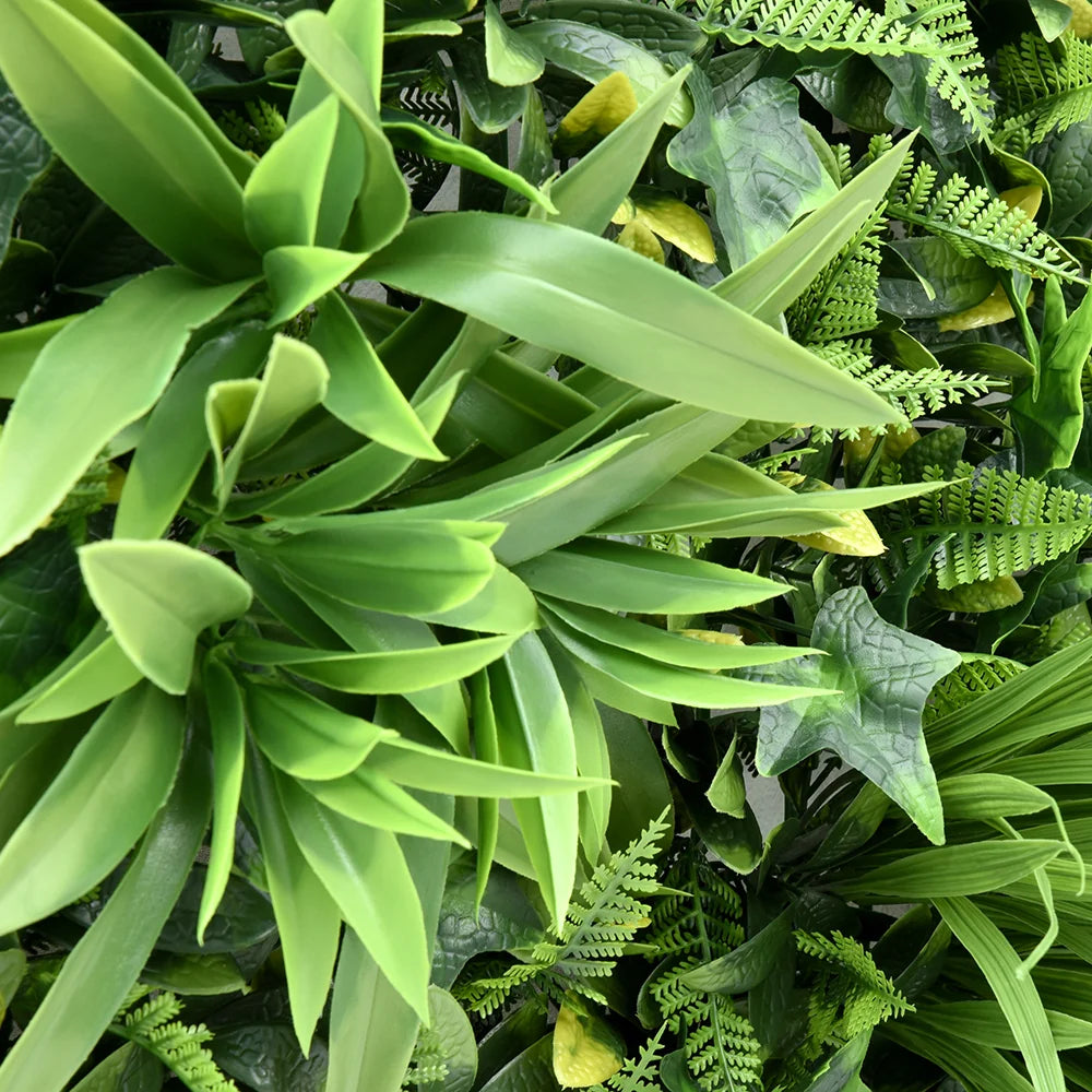 Emerald Haven artificial green wall panel 1m x 1m, foliage detail 2