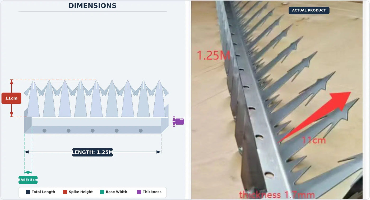 (12 Pieces / 12.50m) Designer Guard Heavy Duty Metal Anti-Climb Fence Spikes (Black) High Security Fence Spike Topper Guard 125cm