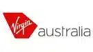 Virgin Australia logo on a white background, featuring a red and white abstract shape next to the words 'virgin australia' in dark gray.