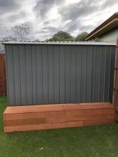 Prior to a luxury green wall being installed along a shed side