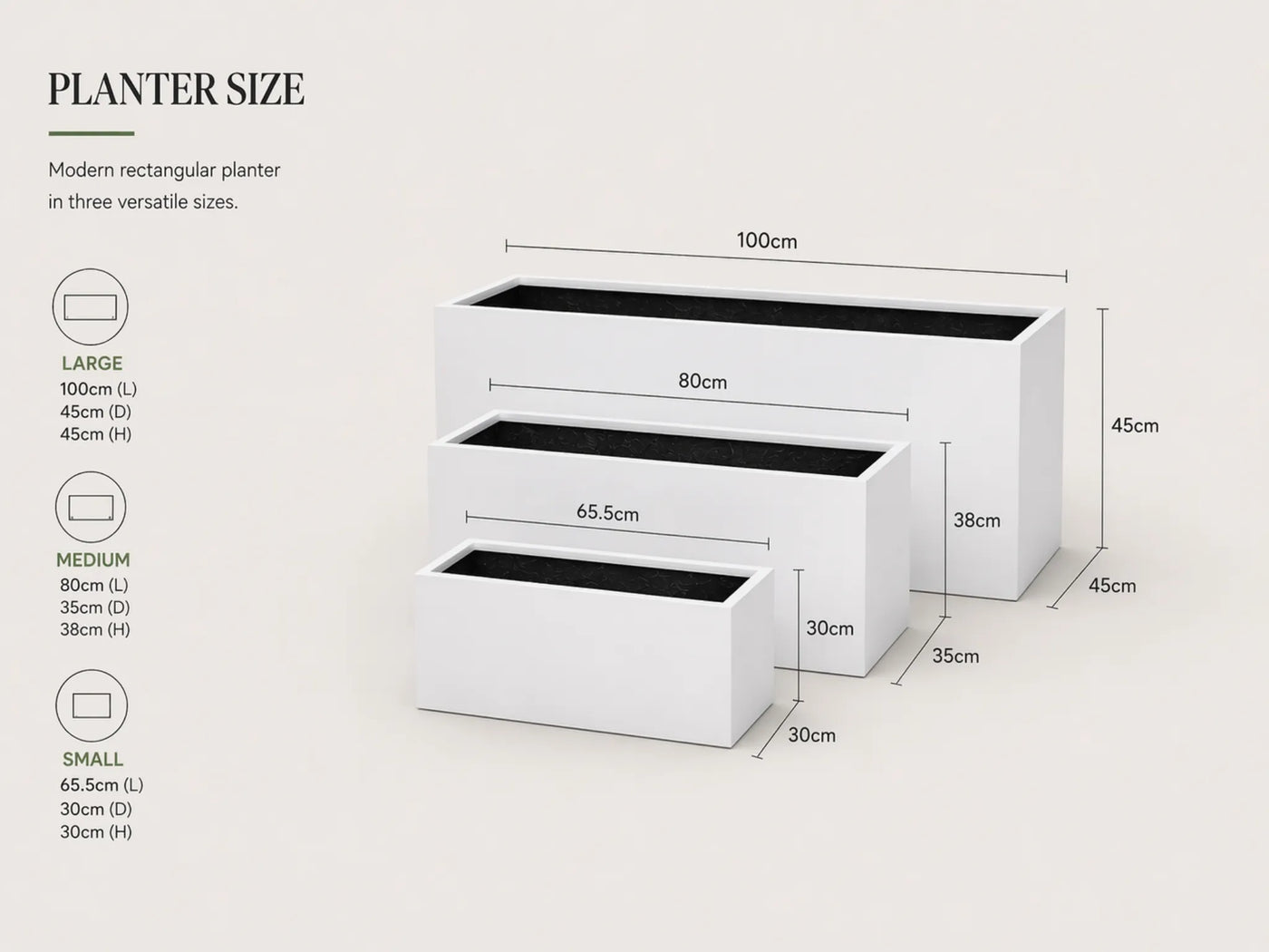 Luxury Rectangular Trough Planter Set of 3 | Matt White | Premium Pot Range