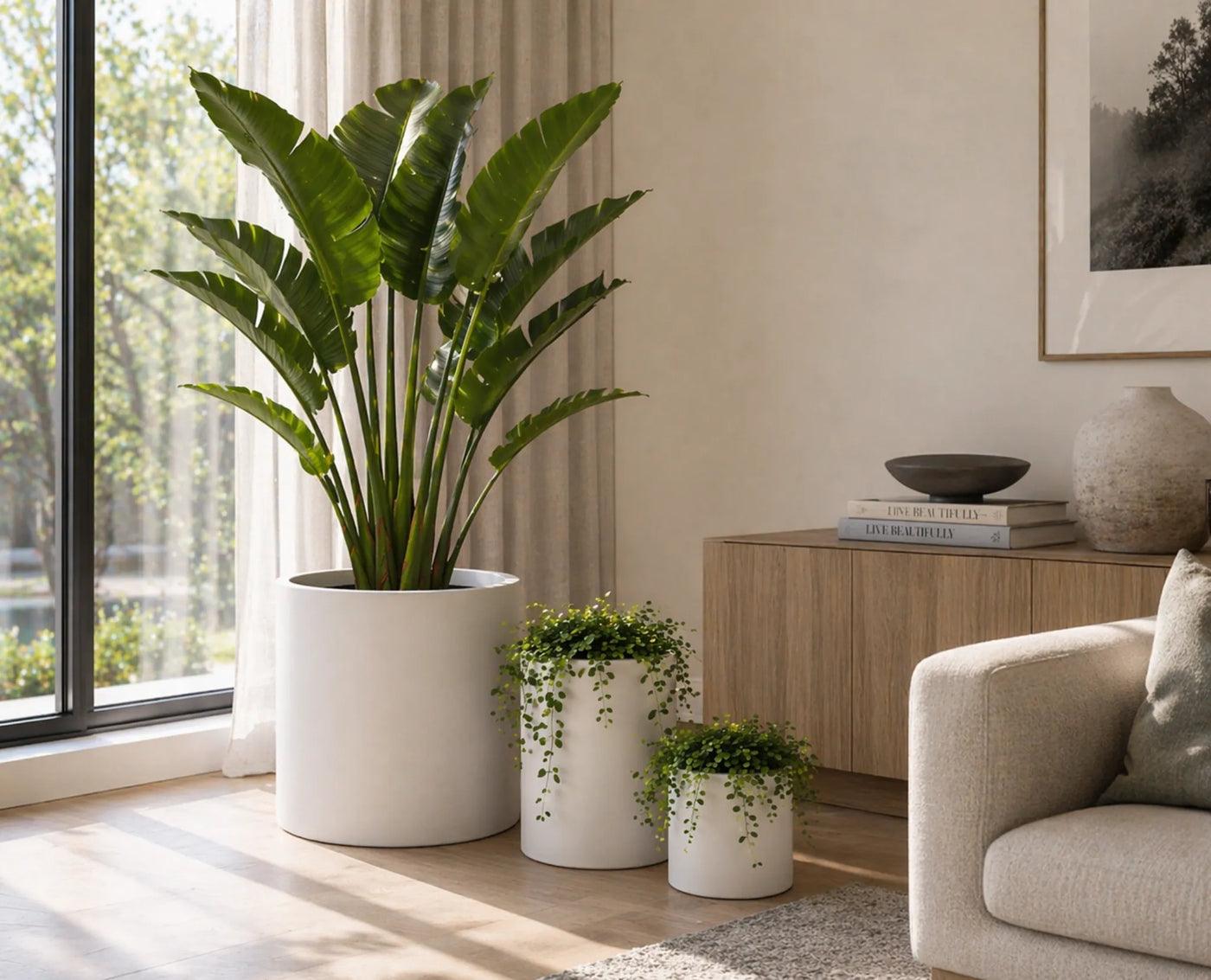 Luxury Round Matt White Planter Set of 6 | Premium Pot Range