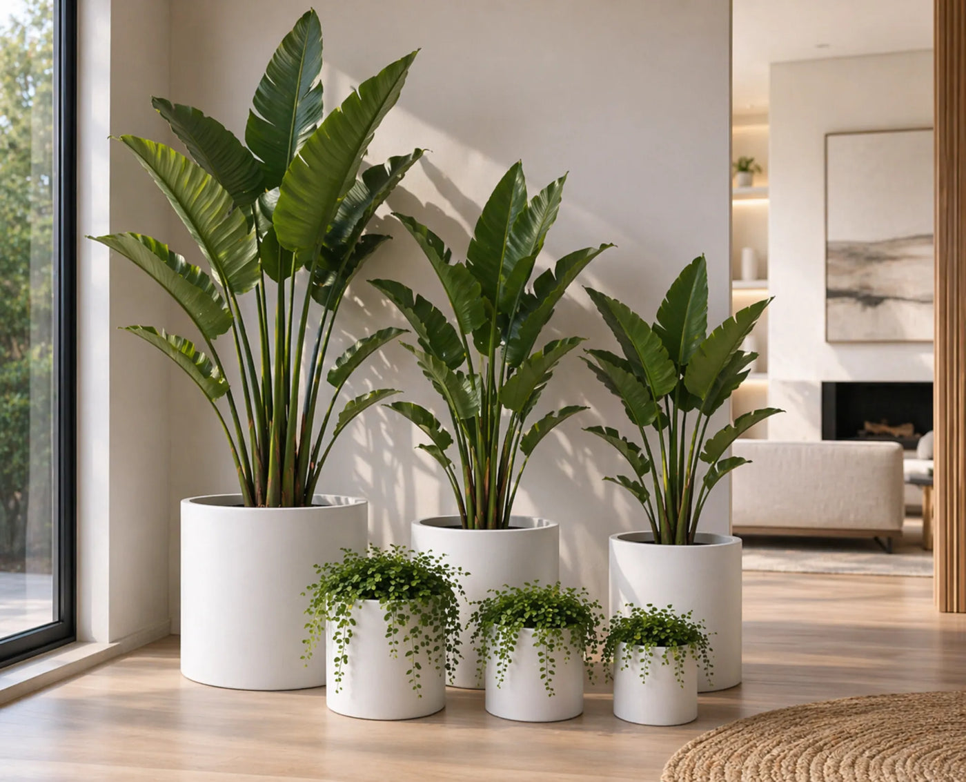 Luxury Round Matt White Planter Set of 6 | Premium Pot Range