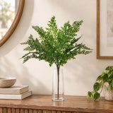 One 40cm artificial maidenhair fern stem in a clear glass vase on a console; vase and furniture sold separately.