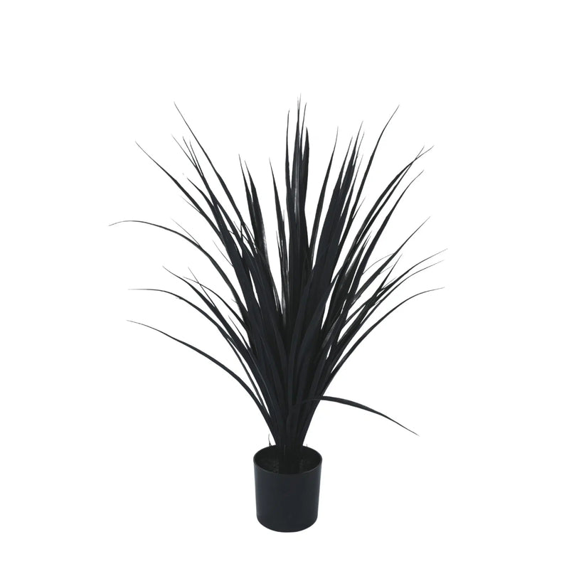 Premium Black Potted Artificial Long Grass (Yucca Grass) 75cm UV Resistant