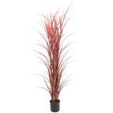 Premium Potted Burgundy Artificial Long Grass (Yucca Grass / Reed Grass) 180cm UV Resistant