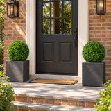 Set of two 17-inch UV-resistant artificial Rose Clover topiary balls at a US brick entry