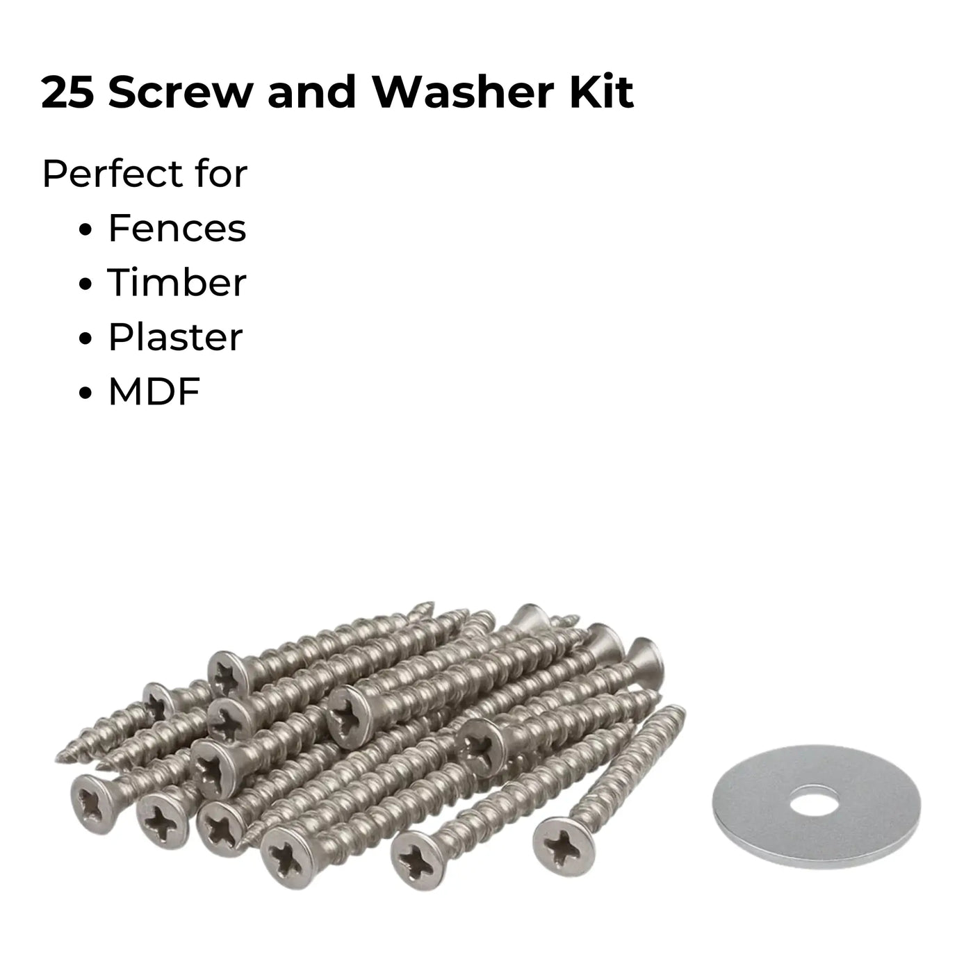 Screw and Washer Kit (Timber and Plaster) - 25 Pack - Designer Plants