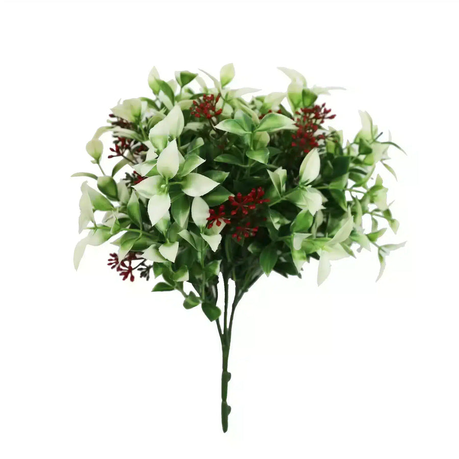 Artificial Flowering Holly Plant Stem UV Resistant 26cm - Designer Plants