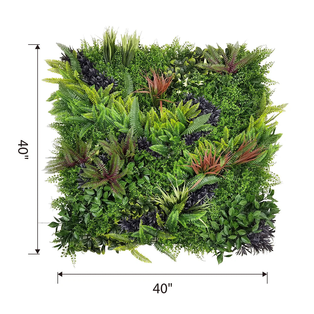 Tropical Luxe Escape artificial green wall panel 1m x 1m, dimensions