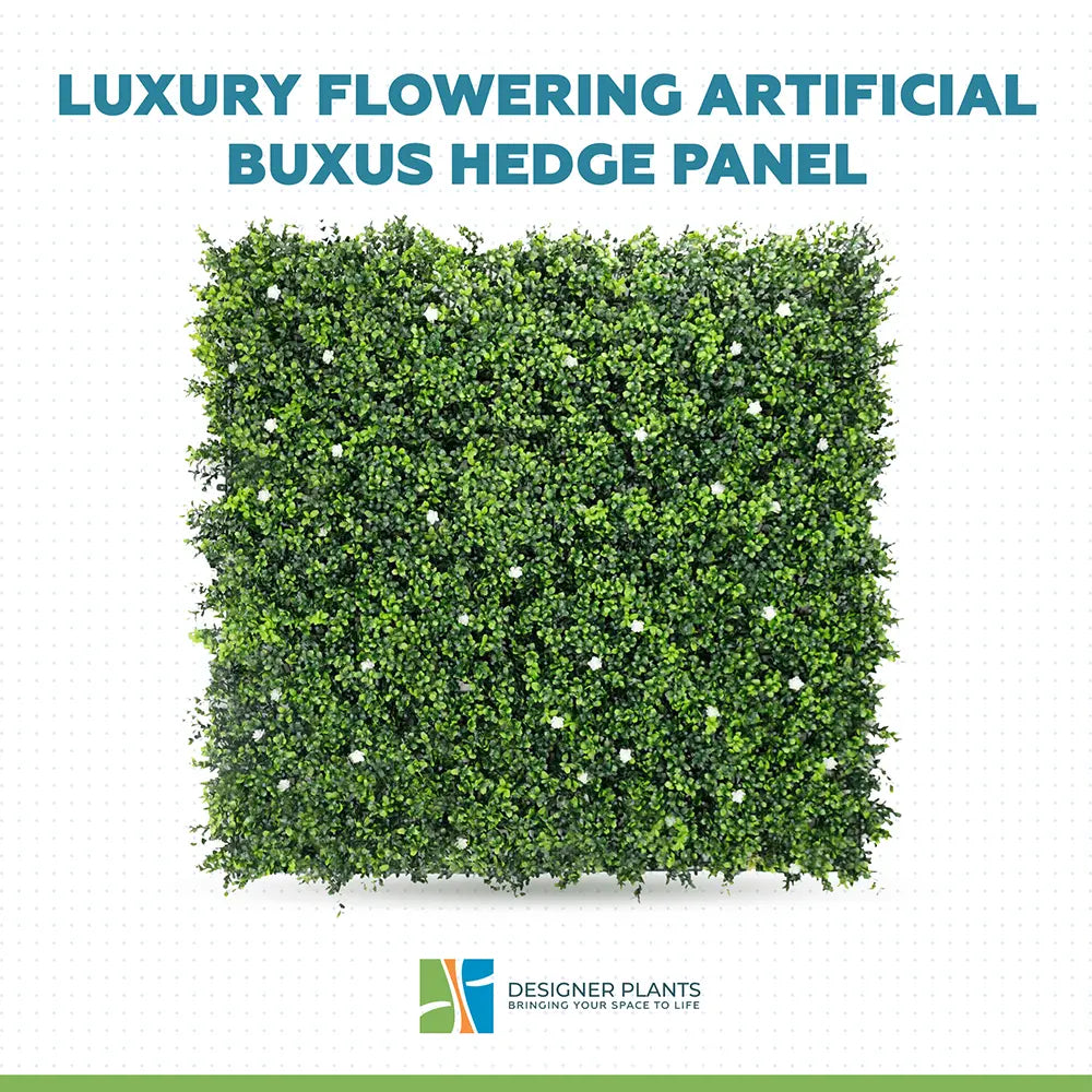 Luxury Flowering Artificial Buxus Hedge Panel UV Resistant 1m x 1m