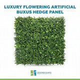 Luxury Flowering Artificial Buxus Hedge Panel UV Resistant 1m x 1m