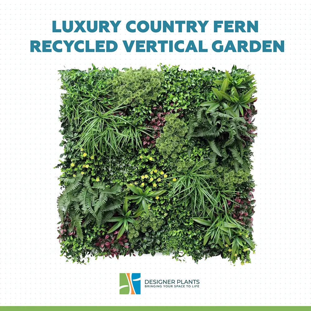 Luxury Country Fern Recycled Vertical Garden / Green Wall UV Resistant 100cm x 100cm