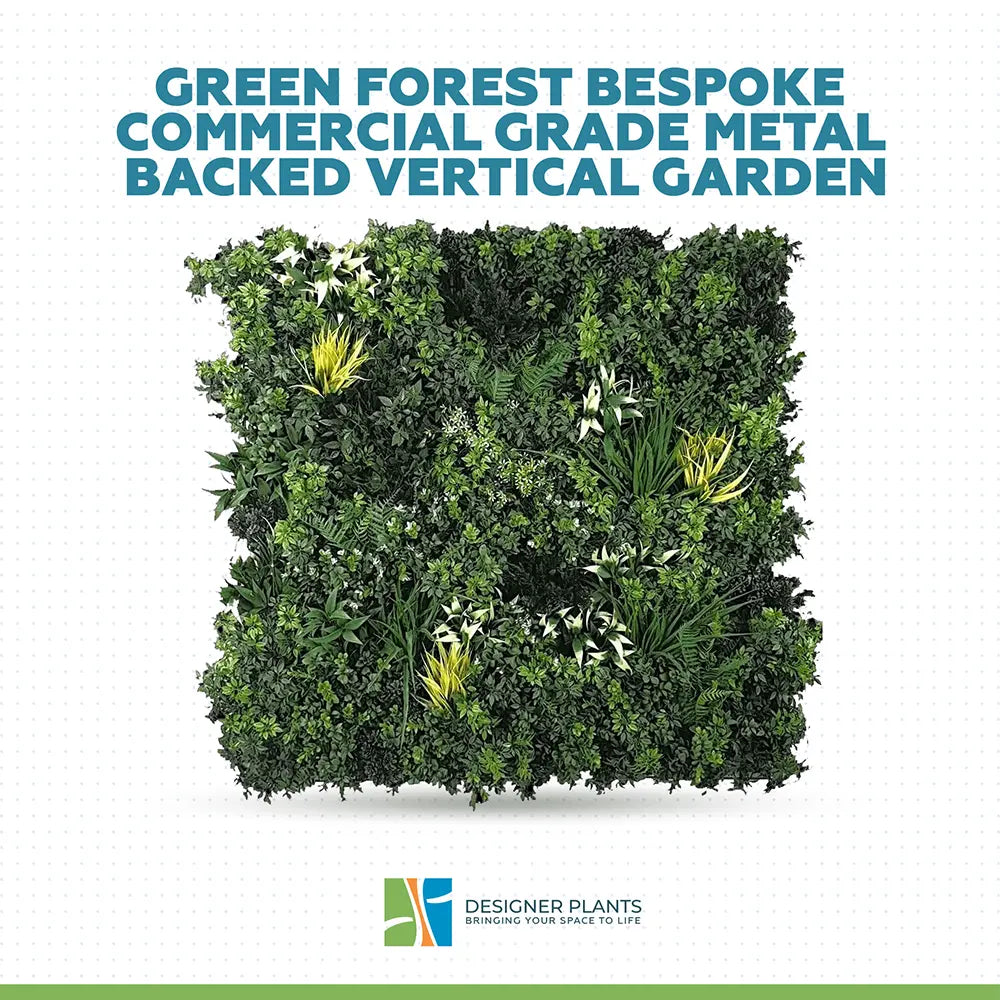 Green Forest Bespoke Commercial Grade Metal Backed Vertical Garden / Green Wall UV Resistant 1m x 1m Fire Retardant