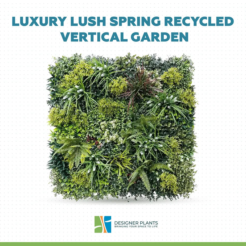 Luxury Lush Spring Recycled Vertical Garden / Green Wall UV Resistant 100cm x 100cm