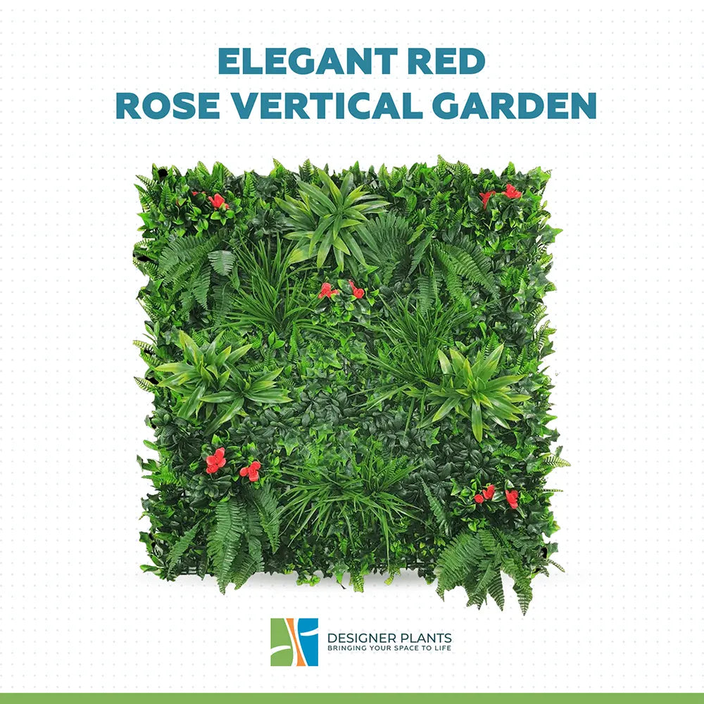 Elegant Red Rose Vertical Garden / Green Wall UV Resistant 100cm x 100cm