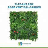 Elegant Red Rose Vertical Garden / Green Wall UV Resistant 100cm x 100cm