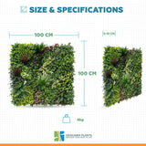 Luxury Evergreen Rainforest Recycled Vertical Garden / Green Wall UV Resistant 1m x 1m