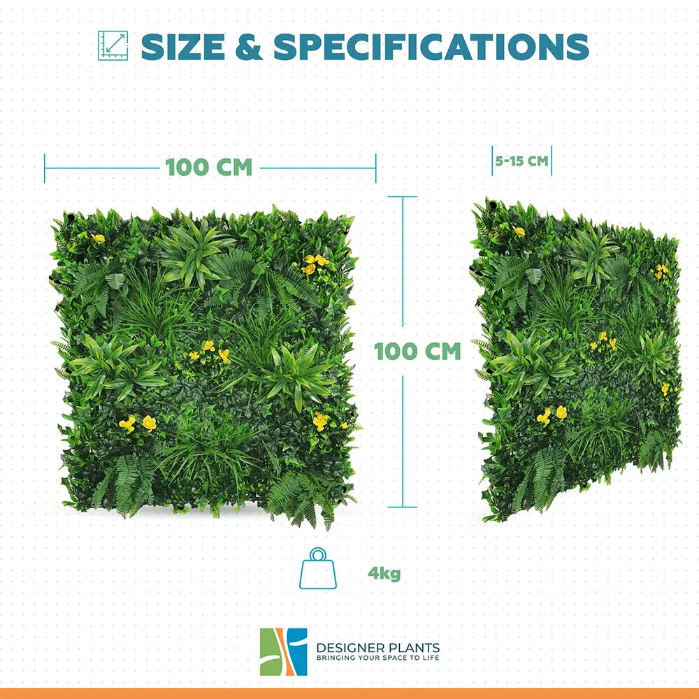 Yellow Rose Vertical Garden / Green Wall UV Resistant 100cm x 100cm