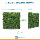 Luxury Flowering Artificial Buxus Hedge Panel UV Resistant 1m x 1m