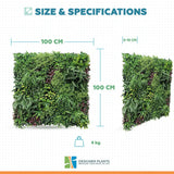 Luxury Country Fern Recycled Vertical Garden / Green Wall UV Resistant 100cm x 100cm