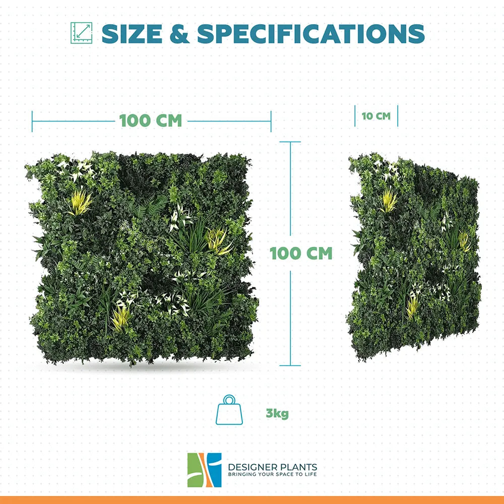 Green Forest Bespoke Commercial Grade Metal Backed Vertical Garden / Green Wall UV Resistant 1m x 1m Fire Retardant
