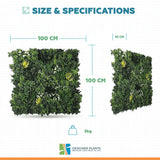 Green Forest Bespoke Commercial Grade Metal Backed Vertical Garden / Green Wall UV Resistant 1m x 1m Fire Retardant
