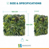Luxury Lush Spring Recycled Vertical Garden / Green Wall UV Resistant 100cm x 100cm