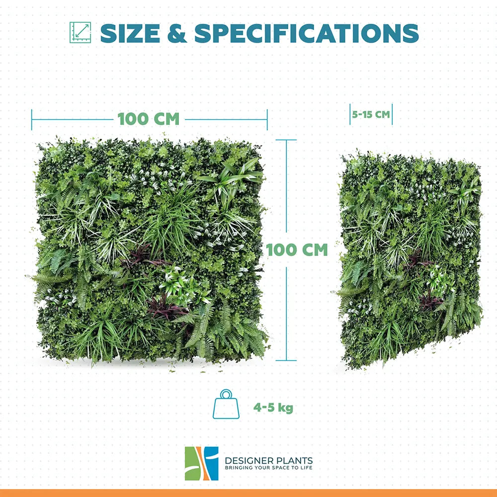 Luxury Vista Green Recycled Vertical Garden / Green Wall UV Resistant 100cm x 100cm