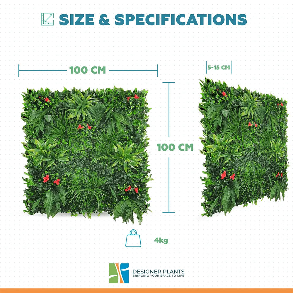 Elegant Red Rose Vertical Garden / Green Wall UV Resistant 100cm x 100cm